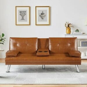 Futon Sofaset with Built-in Cup Holders