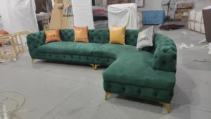 5-Seater Velvet Upholstered L-Shaped Sofaset