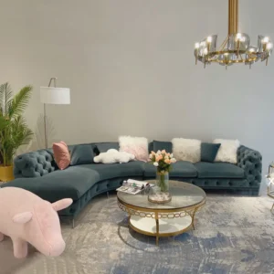 5-Seater Velvet Upholstered L-Shaped Sofaset