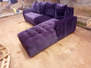 Velvet L-Shaped 5-Seater Sectional Sofaset