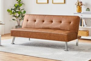 Leather Upholstered Futon Sofaset