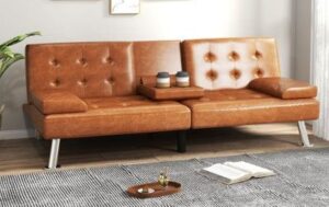 Leather Upholstered Futon Sofaset