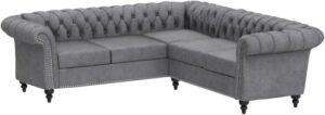 4-Seater Light Grey L-Shaped Chesterfield Sofaset