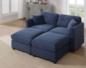 2-Seater Modular Loveseat with Ottoman