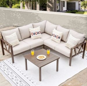 Outdoor L-Shaped Patio Sofa Set