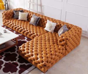 5-Seater Patterned L-Shaped Chesterfield Sofaset