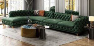 5-Seater Patterned L-Shaped Chesterfield Sofaset