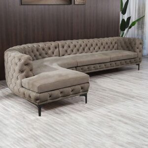 5-Seater Patterned L-Shaped Chesterfield Sofaset