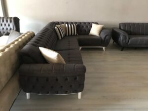 5-Seater Patterned L-Shaped Chesterfield Sofaset