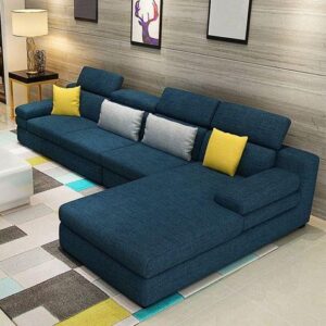 6-Seater Plush Fabric L-Shaped Sofaset