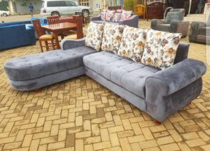 Velvet L-Shaped 5-Seater Sectional Sofaset