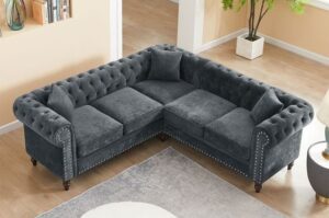 5 Seater Tufted Back L-Shaped Chesterfield Sofaset