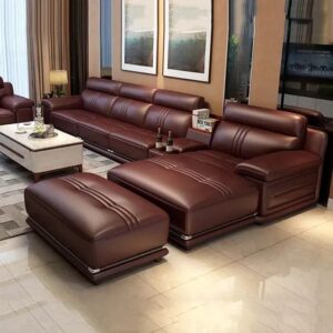 Sectional L-Shaped Sofa with Adjustable Headrests