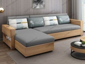 5 Seater Wooden Frame L-Shaped Sofaset