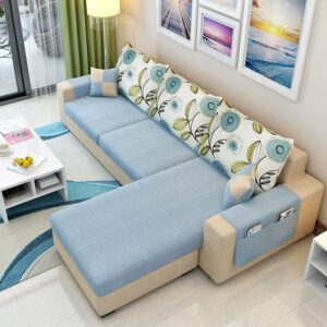 3 Seater L-Shaped Modular Sofaset Linen Fabric