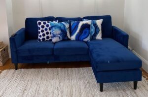 Velvet Upholstery L-Shaped Sofa 3 seater