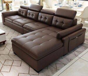 Sectional L-Shaped Sofa with Adjustable Headrests