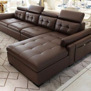 Sectional L-Shaped Sofa with Adjustable Headrests
