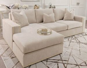 3-Seater Velvet Upholstery L-Shaped Sofa Set