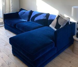3-Seater Velvet Upholstery L-Shaped Sofa Set