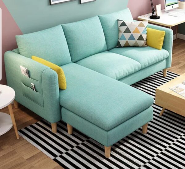 3-Seater Scandinavian L-Shaped Sofa with Wooden Accents