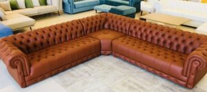 5-Seater L-Shaped Chesterfield Sofaset with Ottoman