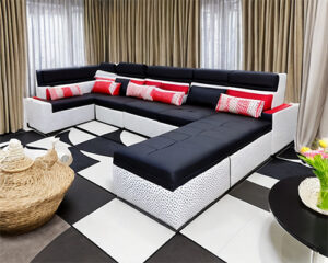 Contemporary Leather L-Shaped Sofa Set