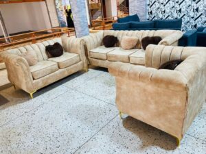 6-Seater Mid-Century Fabric Corner Sofaset