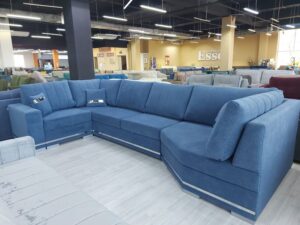 6-Seater Mid-Century Fabric Corner Sofaset
