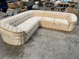 5-Seater L-Shaped Velvet Chesterfield Sectional Sofa