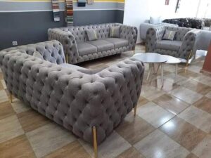 7-Seater Velvet Upholstered Chesterfield Sofa Set