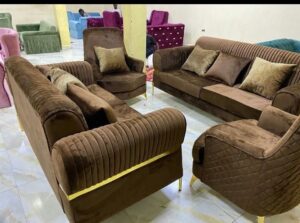 Mid-Century Fabric 5-Piece Sofaset