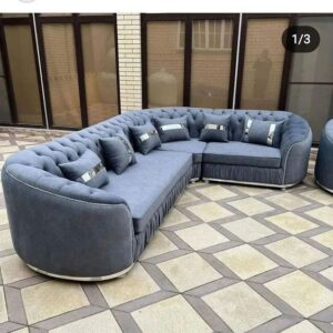 5-Seater L-Shaped Velvet Chesterfield Sectional Sofa