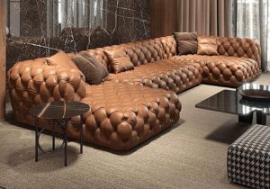 6-Seater Classic Leather Chesterfield Sofa