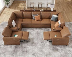 6-Seater Giant Upholstered Recliner Sofa Set