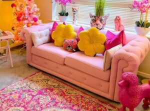 5-Seater Vibrant Colored Fiber Sofaset