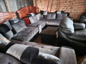 Classic Velvet U-Shaped Chesterfield Sofa