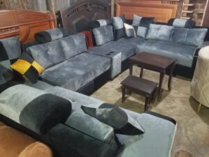 Classic Velvet U-Shaped Chesterfield Sofa