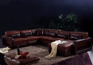 Leather Upholstered Modular Corner Sofa