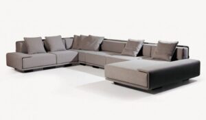 Leather Upholstered Modular Corner Sofa