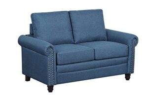 Linen Upholstered Loveseat with Rolled Back