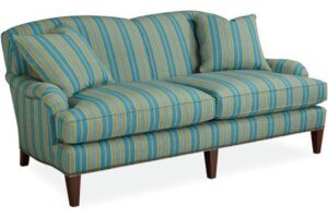 Linen Upholstered Loveseat with Rolled Back