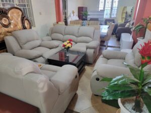 7-Seater Fiber and Leather Combination Sofa Set