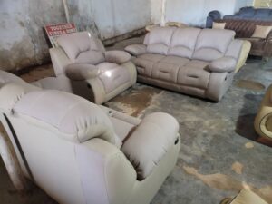 7-Seater Fiber and Leather Combination Sofa Set