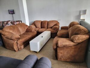 7-Seater Fiber and Leather Combination Sofa Set