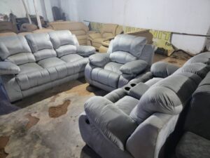 7-Seater Fiber and Leather Combination Sofa Set