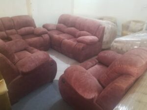 7-Seater Fiber and Leather Combination Sofa Set