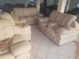 7-Seater Fiber and Leather Combination Sofa Set