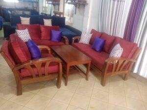 6-Seater Fiber and Wood Sofa Set