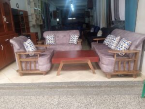 6-Seater Fiber and Wood Sofa Set